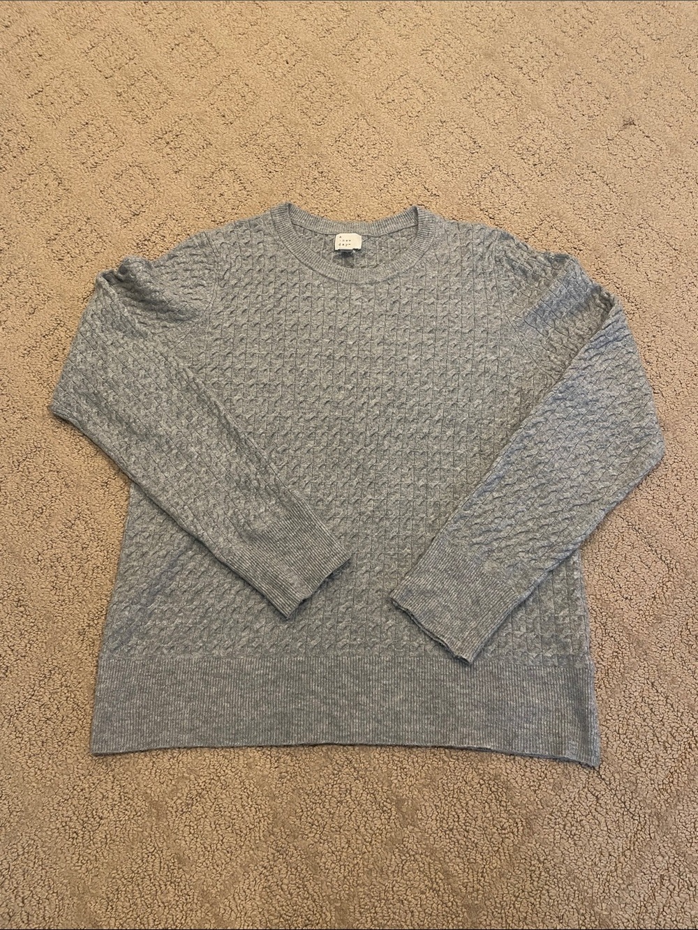 a new day Light Gray Cable-Knit Crewneck Sweater